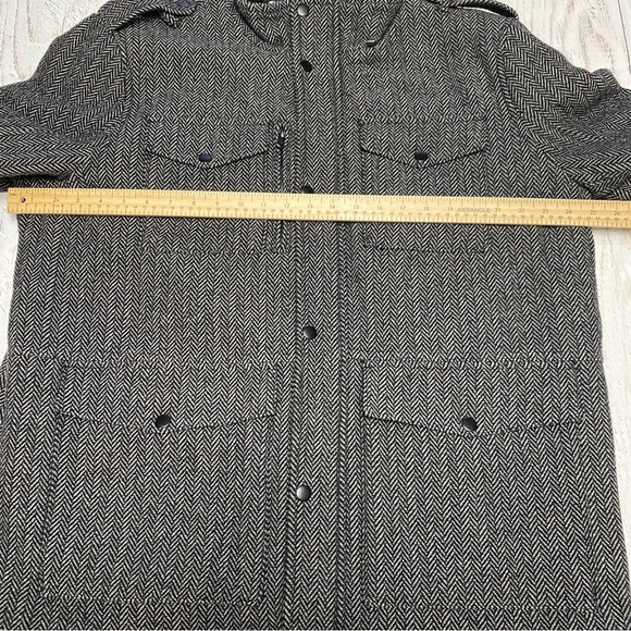 Kenneth Cole Men's Herringbone Field Jacket Coat Wool blend - Black and Gray XL - Picture 8 of 12